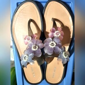NINE WEST jeweled  dressy jelly slippers